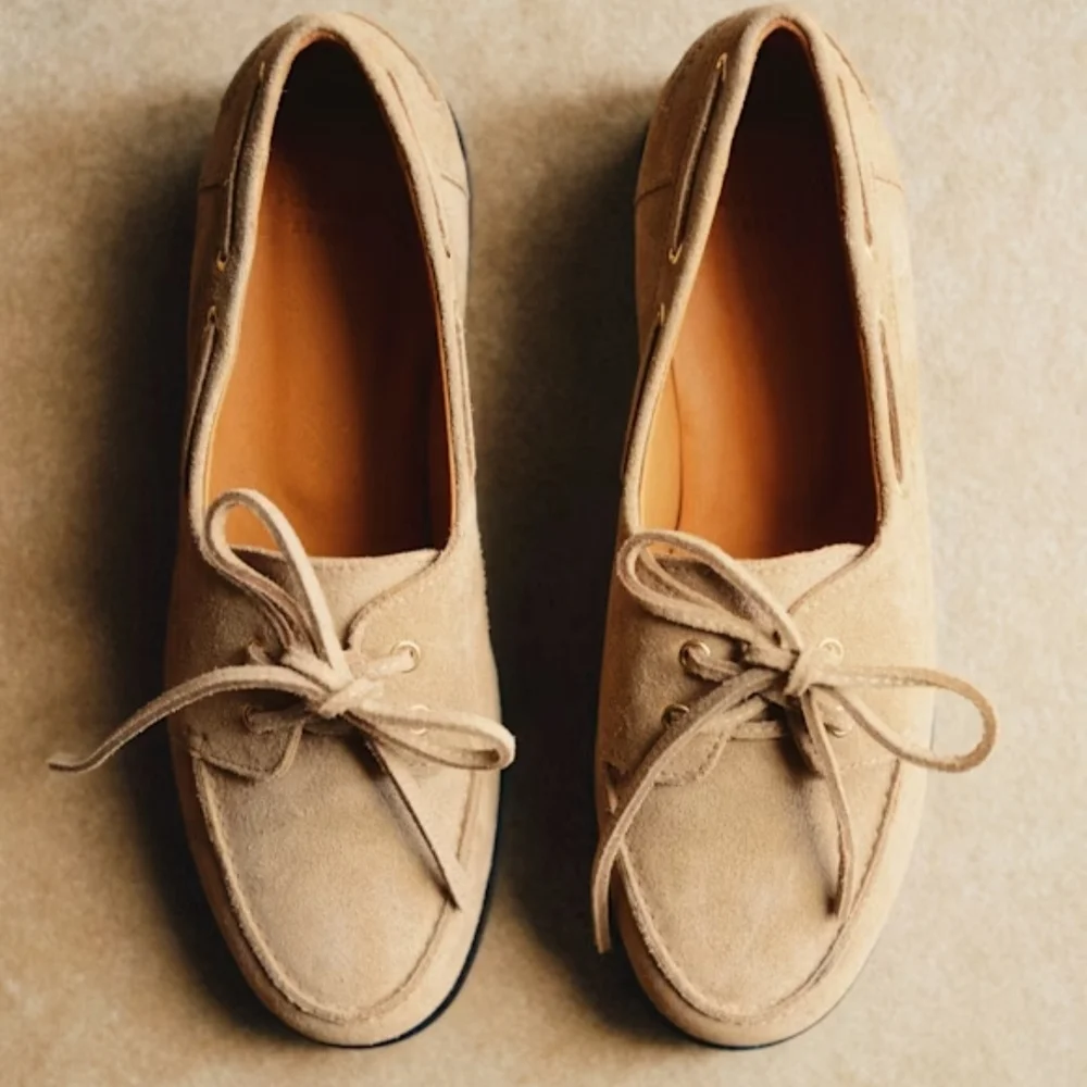 Sezane Women's Tan Suede Moccasins - Picture 3 of 6